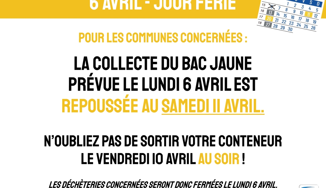 Jour férié 6 avril : collecte repoussée
